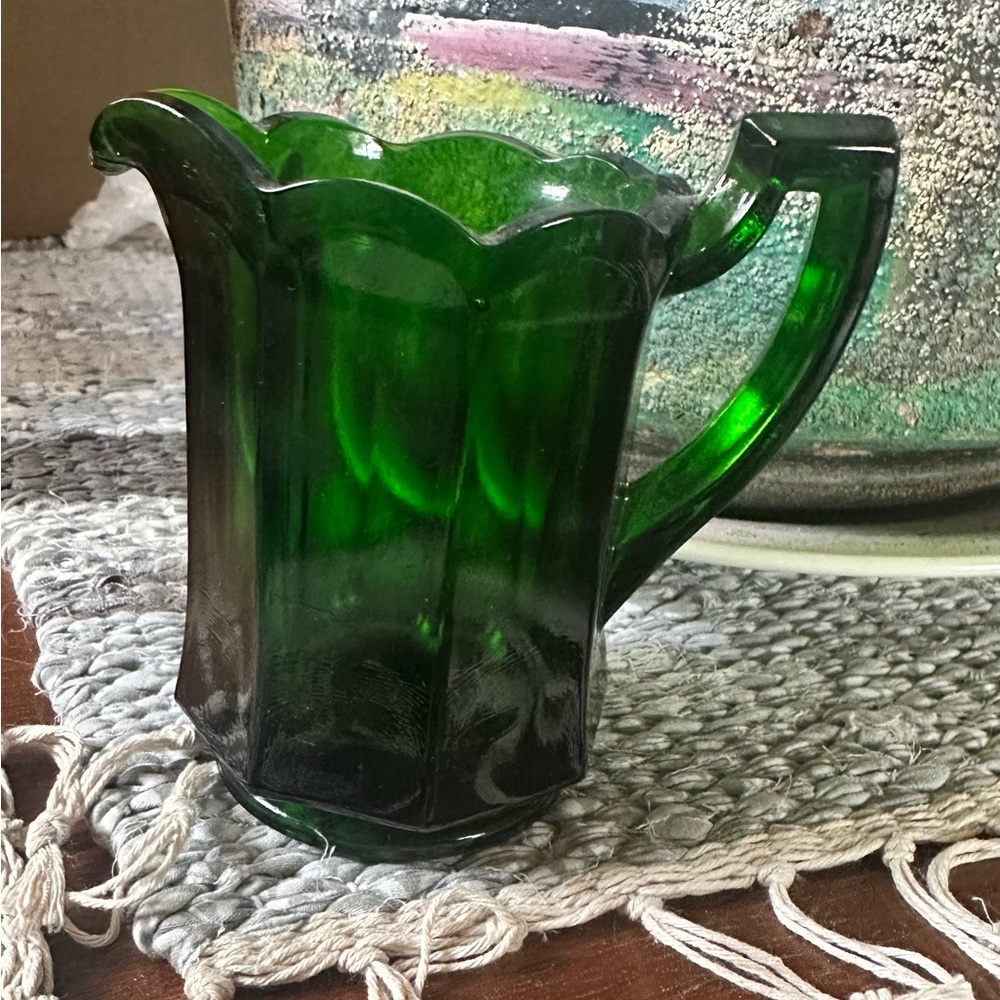 Elegant Green Glass Pitcher